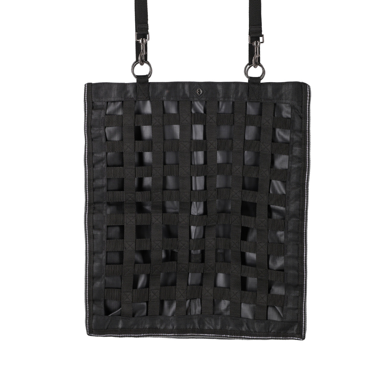 Taška na seno QHP Slowfeeder - oka 4x4 cm - kolekce 2024/2025, černá/šedá