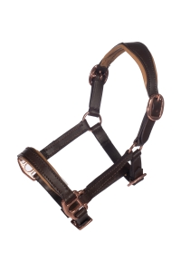 Kožená ohlávka růžové zlato -Hobby Horsing- hnědá